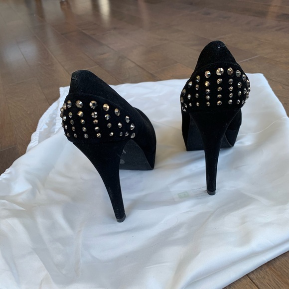 Black sued high heels shoes - Picture 2 of 6